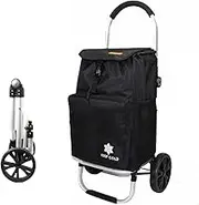Foldable Shopping Trolley Cart with Wheels Alumimium Shopping Cart for Groceries with Removable Bag Lightweight Utility Cart (Black)