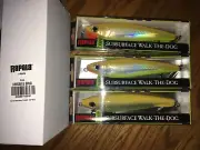 RAPALA X-RAP SUBWALK 15's===3 BONE CHARTREUSE COLORED FISHING LURES