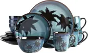 Gibson Elite Hand Painted Round Reactive Glaze Stoneware Dinnerware Set, Serv...