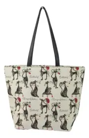 Signare Catitude Large Cat designTapestry Hand - Shoulder Bag Approx 33 x 43cm