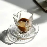 在飛比找ETMall東森購物網優惠-日本捷克進口波西米亞水晶玻璃咖啡杯透明帶碟茶杯咖啡器皿碟