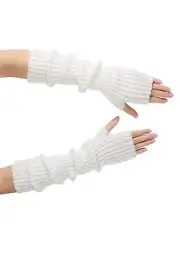 Guantes largos sin dedos de invierno mangas de brazo tejidas para mujer