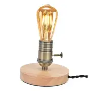 Vintage Wooden Lamp Base E26/E27 Table Lamp Holder with Dimmable Button