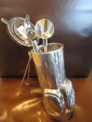 Pottery Barn Figural Golf Bar Tools set New wo box