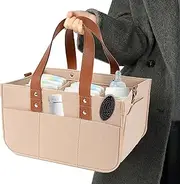 Diaper Storage Organizer - Diaper Bag | Felt Large Capacity Baby Travel Storage Bag | Car and Nursery Organizer, Travel Basket Changing Tote for, Toys, Bottles, Wipes, B
