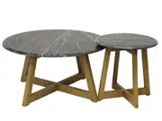 Balzac Marble And Wood Side Table Black