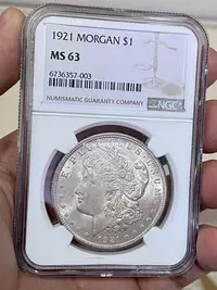 在飛比找Yahoo!奇摩拍賣優惠-NGC-MS63 美國1921年摩根銀幣 卷拆車輪光 NGC