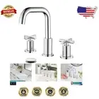 8-Inch Widespread Bathroom Sink Faucet with 360° Swivel Spout - Polished Chrome