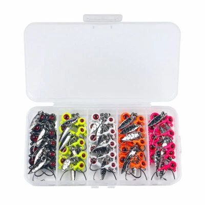 50pcs/box Spoon Lead Jig Head Fishing Hooks Crappie Lure Bait Kit Tackle Set New