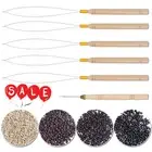 Nano Ring/Micro Beads Hair Extensions Wire Pulling Loop Hook Tool Silicone Beads
