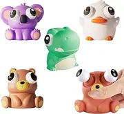 Set of 4 Animal Stress Toys, Squishy Anti-Stress Squeeze Toy for Children and Adults, Squishy Toy with Eyes, Fidget Toys, Gifts for Children's Birthday Parties