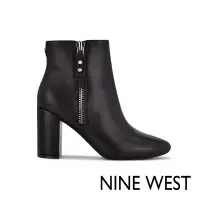 在飛比找Yahoo奇摩購物中心優惠-NINE WEST TAKES 9x9 粗跟高跟踝靴-黑色