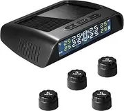 Cozy Blue Solar Powered TPMS Tire Pressure Monitoring System - No USB Cable Needed, TPMS for RV and Trailer, 4 Sensors, Real-Time Pressure and Temperature Monitoring