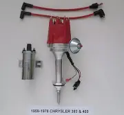 small cap RED BIG BLOCK CHRYSLER 383 400 PRO SERIES HEI Distributor +Chrome Coil