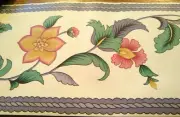 Wallpaper Border Flower Vine Floral Jacobean Lilac Rope Trim Light Beige 555062