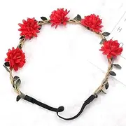 [HUFFA] Bride Flower Crown Hairband Rope Wedding Floral Headband Garland Girl Wreath Elastic Hair Accessories Party Headpiece(L)