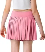 [BELE ROY] Girls Pleated Skirts with Shorts Elastic Girls Tennis Skirt with Pockets Athletic Golf Skirts Skort Casual