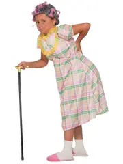 Aunt Gertie Old Woman Grandmother 100 Days School Book Week Girls Costume Wig