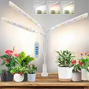 Kullinss White Grow Lights for Indoor Plants, Clip On Plant Light with 6/12/16H Timer, 3 Color Modes, 5 Brightness,171 LEDs Full Spectrum Grow Light with DC Plug, Ideal for Bonsai, Herbs, Seedlings