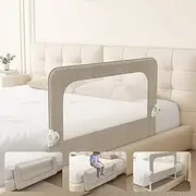 Baby Bed Rail Guard for Toddlers - 32-inch Bed Side Rails with U-shape Base for Full, Queen Bunk Size Bed Swing Down Foldable Anti-Fall - Breathable Mesh Safety Bedrail for Toddlers and Infants Kids