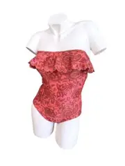 Zimmermann Edie Frill Bandeau One Piece | Frill Top, Peach Paisley, Straps