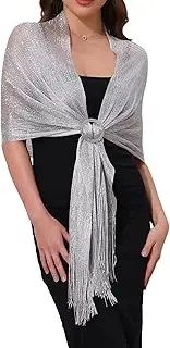 [Elerevyo] Women Shawls and Wraps for Evening Dresses, Bling Sparkly Shiny Shimmer Dressy with Buckle
