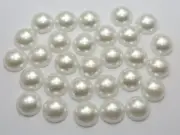 100 Pure White Acrylic Half Pearl Flatback Round Bead 12mm Scrapbook Craft