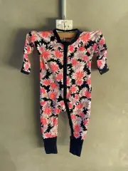 Bonds Zip Wondersuit Daisies Navy Blue Cuffs Sz 0 Bnwt Free Post (j42)