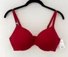 NWT SO Red 38C Smooth Plunge Push Up Lift Bra SO82001 Convertible Straps Padded