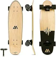 [Magneto] Barefoot Mini Cruiser Skateboard | EVA Stomp Pad Grip Tape | Short Board | Canadian Maple Deck - Designed for Kids, Teens and Adults (Barefoot)