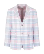 Thom Browne Plaid-Checked Pattern Tailored Blazer 3,4 light pink