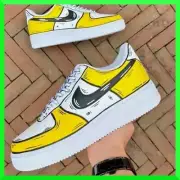 Custom Air Force 1 White Yellow Black Special/Air Force 1 Custom Shoes NEW INBOX