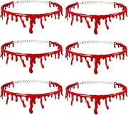 [Nereds] 6Pcs Blood Droplets Necklace Vampire Necklace Scary Horror Party Costume Prop Bleeding Choker for Costume Accessory, Stainless Steel