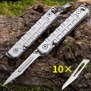 Stainless Steel Pocket Folding Blade Knife Utility Scalpel Outdoor EDC Keychain