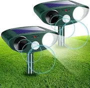 Upgraded Solar Ultrasonic Animal Repeller Outdoor Cat Repellent with Motion Sensor & Flashing Light, Deer, Raccoon, Rabbit, Squirrel, Skunk Deterrent for Yard, Garden, Farm Animal Deterrent Device