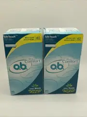 2 O.B. Pro Comfort Tampons Regular Absorbency 40 Count Non-Applicator Silk Touch