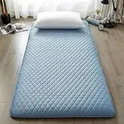 Japanese Floor Mattress, Japanese Futon Mattress, Shikibuton Foldable Portable Camping Mattress, Roll Up Folding Soft Portable Sleeping Pad(Blue,90x200cm)