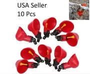 10 Poultry Water Drinking Cups Chicken Hen Plastic Automatic Drinker Feeder