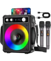VOSOCO Karaoke Machine, Portable Bluetooth Speaker with 2 Wireless Microphone