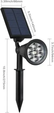 2 Pack Outdoor Solar Lights, 7 LED Color Changing, 2-in-1 Multi Use Spotlights