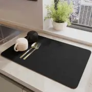 Black Waterproof Quick-Dry Kitchen Mat - Non-Slip Rubber Base
