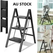 3 Step Ladder Folding Step Stool With Wide Anti-Slip Pedal 150kg Load Capacity