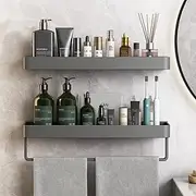 Shower Caddy Bathroom Shelves Wall Mounted Gun Grey Storage Organizer Rack Bathroom Kitchen Bathroom Hardware Pendant Bathroom Shelf Space Aluminum Shower Rack