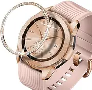 DEALELE Cases Compatible with Samsung Gear Sport/Galaxy Watch 42mm / Galaxy Watch 4 Classic 42mm, Bling Rhinestone Diamond Metal Steel Bezel Ring Cover Replacement for Women Men