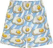 [WOIWB] Boys' Shorts with Pockets-Fried Eggs, Kid's Athletic Shorts for Sport Home XS