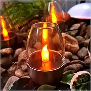Solar Power Tea Lights Outdoor Candle Flameless FlickerCandles ，Flickering Candle Lamp, Waterproof Tea Wax Lamp,for Lantern Garden Camping and Home Decor
