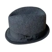 Mens 100% Wool Soft Felt Stingy Brim Trilby Hat w Band in Charcoal