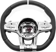 Car Leather Steering Wheel Compatible With Benz E300 C250 C63S C450 E53 GLA45 E300D W166 W204 W205 W212 W213 W447 Car Accessories(With button)
