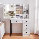 White Dressing Table with LED Lights Mirror Vanity Make up Desk Set Modern NEW