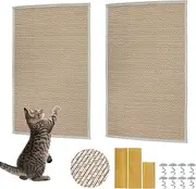 Sofa Cat Scratch Mat, 2PCS 40 x 60cm Wear Resistant Bamboo Cat Scratching Pad with Installation Kit, Protective Large Furniture Protector for Couch, Mattress